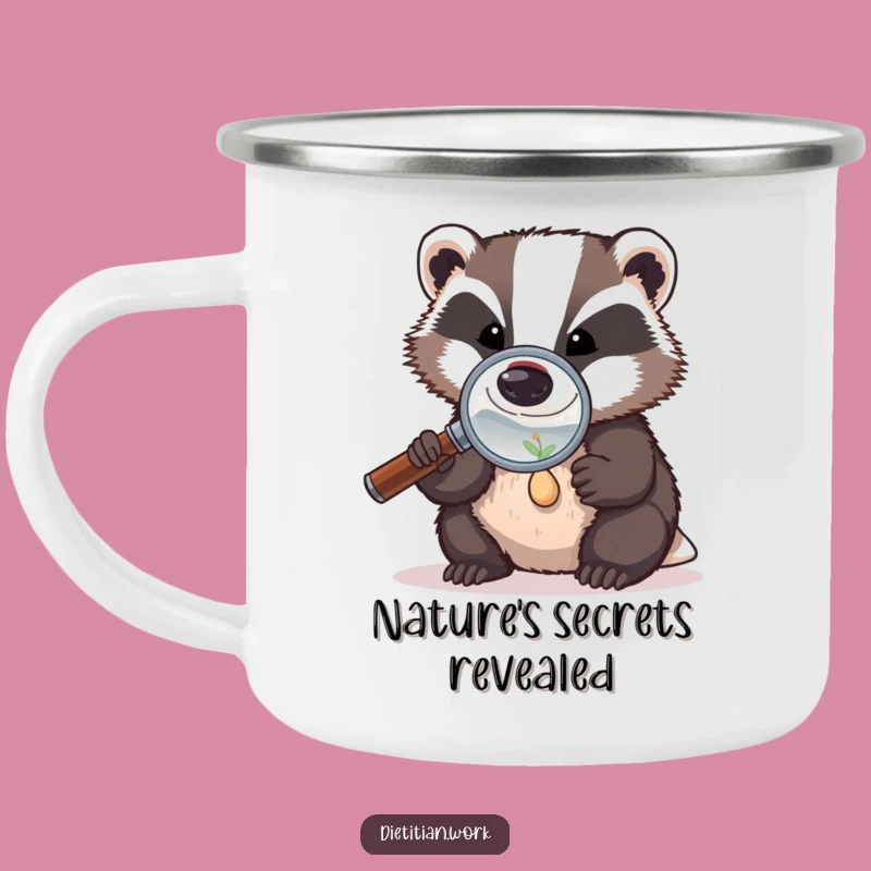 Funny Badger Investigator Camping Mug: Seed Study Campfire Mug, Rugged Funny Gift for Explorers