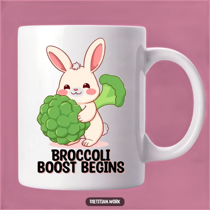 Funny Happy Rabbit Mug: Broccoli Balance Act, Perfect Funny Gift for Veggie Lovers and Kids
