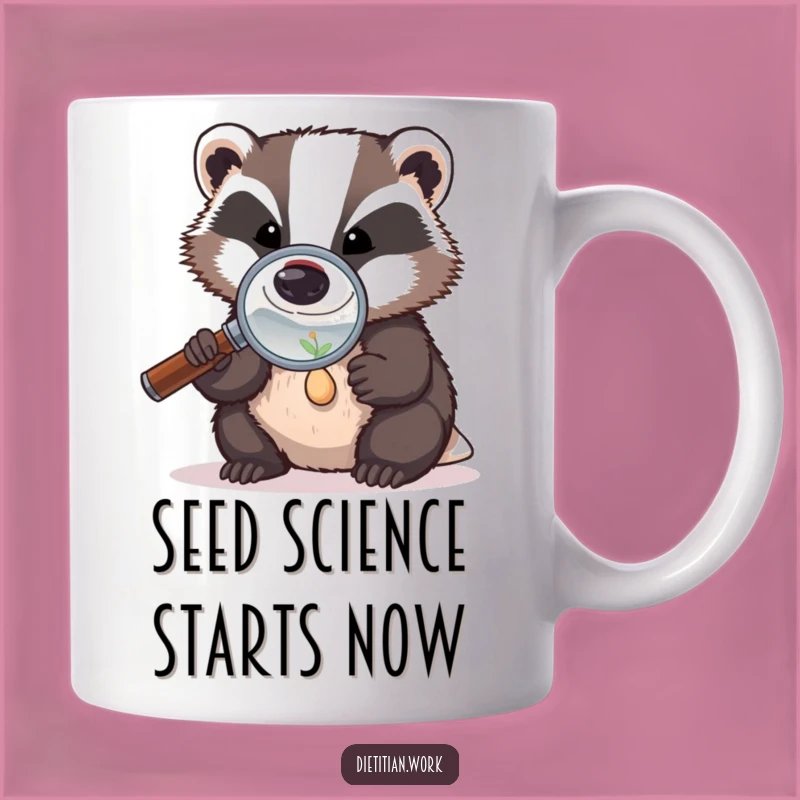Funny Determined Badger Mug: Seed Investigator, Perfect Funny Gift for Nature Lovers and Curious Minds