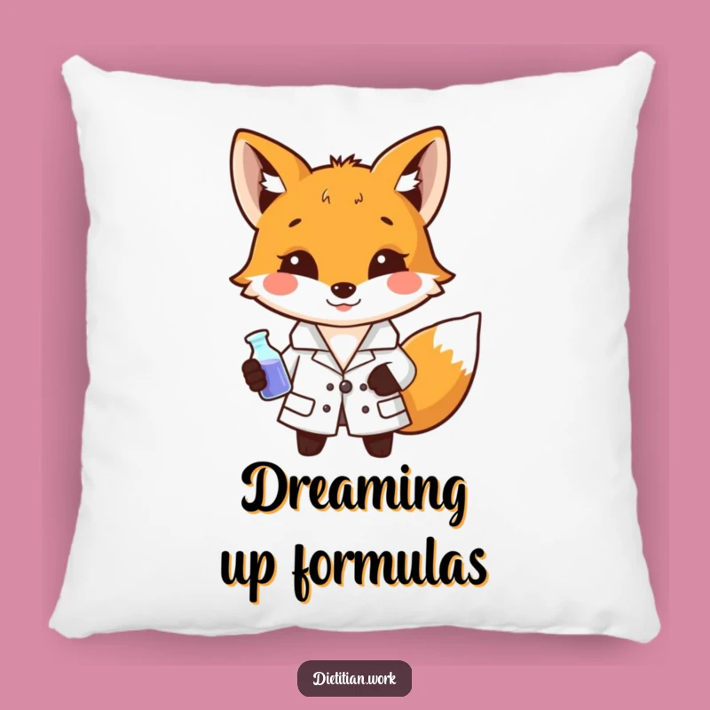 Funny Fox Scientist Pillow: Lab Beaker Cushion, Great Funny Gift for Cozy Intellectuals
