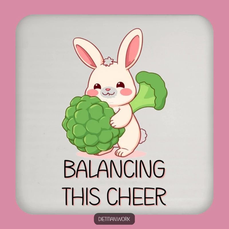 Funny Rabbit Broccoli Coaster: Rosy Cheeks Balance Art, Protect Surfaces with Funny Gift Style