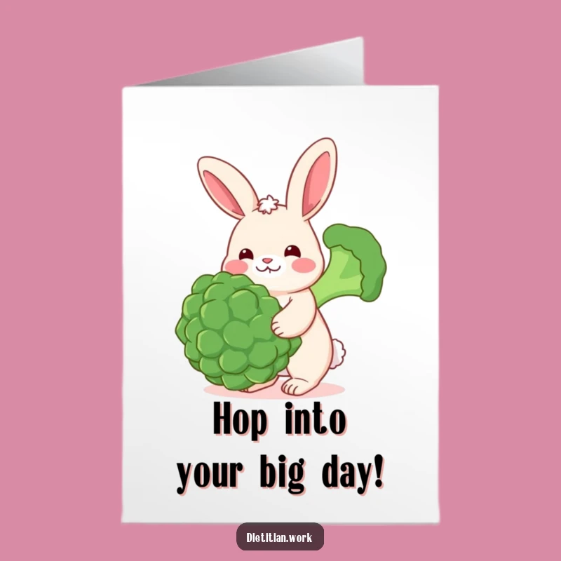 Free Printable Birthday Card: Happy Rabbit Veggie Balance - Funny Downloadable Gift