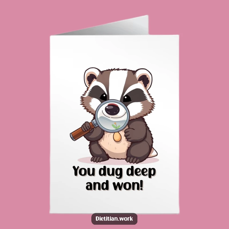 Free Printable Congrats Card: Focused Badger - Humorous Downloadable for Achievers