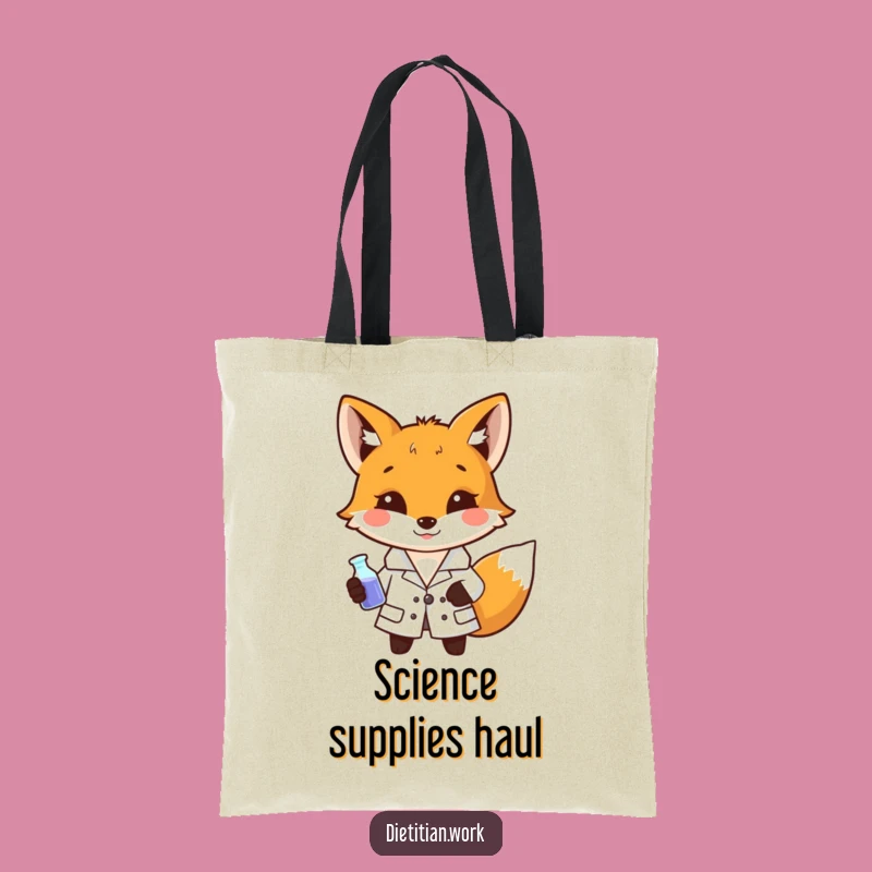 Funny Fox Scientist Tote Bag: Carry Your Experiments with Clever Style, Perfect Funny Gift